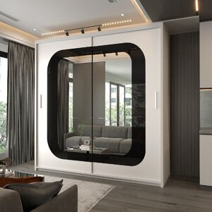 Latitude Run Czechia Sliding Mirror Wardrobe – 150cm & 203cm Options White (Black Strip) 217cm H x 150cm W x 62cm D Latitude Run Czechia Sliding Mirror Wardrobe – 150cm & 203cm Options White (Black Strip) 217cm H x 150cm W x 62cm D