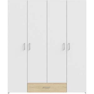 17 Stories 4 Door White Wardobe with clothes rail, 159cm W x 191cm H x 54cm D White/Natural 190.5cm H X 159.1cm W X 54.4cm D 17 Stories 4 Door White Wardobe with clothes rail, 159cm W x 191cm H x 54cm D White/Natural 190.5cm H X 159.1cm W X 54.4cm D