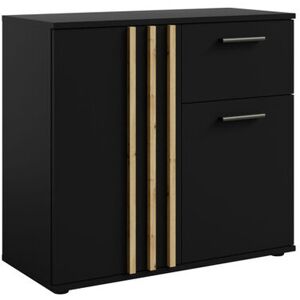 17 Stories Chest of drawers with 2 doors, drawer and slats WxHxD 80x72.7x38 Black 73cm H X 80cm W X 37cm D 17 Stories Chest of drawers with 2 doors, drawer and slats WxHxD 80x72.7x38 Black 73cm H X 80cm W X 37cm D