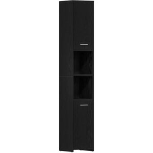 17 Stories Freestanding Linen Cabinet Black oak 183.5cm H X 30cm W X 30cm D 17 Stories Freestanding Linen Cabinet Black oak 183.5cm H X 30cm W X 30cm D