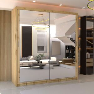 Latitude Run Elegent Carino Sliding Door Wardrobe with Mirror – Space-Saving Bedroom Storage in 6 Sizes & 6 Colours Oak 217cm H x 100cm W x 62cm D Latitude Run Elegent Carino Sliding Door Wardrobe with Mirror – Space-Saving Bedroom Storage in 6 Sizes & 6 Colours Oak 217cm H x 100cm W x 62cm D