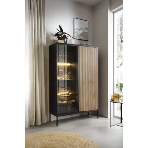 Metro Sleek Sophistication: Delianys Display Cabinet with Illuminated Shelving Black 166cm H X 104cm W X 39cm D Metro Sleek Sophistication: Delianys Display Cabinet with Illuminated Shelving Black 166cm H X 104cm W X 39cm D