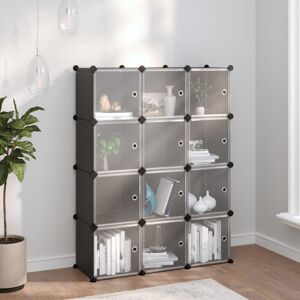 Rebrilliant 124" H x 94.5" W Plastic Cube Bookcase Black/Clear 124cm H x 94.5cm W x 31.5cm D Rebrilliant 124" H x 94.5" W Plastic Cube Bookcase Black/Clear 124cm H x 94.5cm W x 31.5cm D