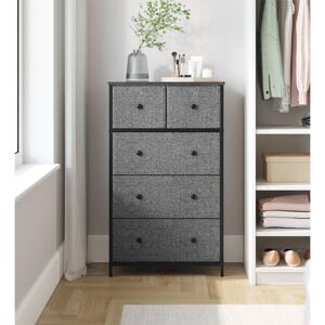 Borough Wharf Chest Of Drawers, Fabric 5-Drawer Storage Organiser Unit, Dresser, For Living Room, Hallway, Nursery Grey/Black 93cm H X 56cm W X 30cm D Borough Wharf Chest Of Drawers, Fabric 5-Drawer Storage Organiser Unit, Dresser, For Living Room, Hallway, Nursery Grey/Black 93cm H X 56cm W X 30cm D