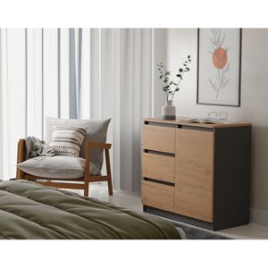 Latitude Run 3 Drawer 80Cm W Combi Chest Anthracite/Artisan Top 75cm H X 80cm W X 40cm D Latitude Run 3 Drawer 80Cm W Combi Chest Anthracite/Artisan Top 75cm H X 80cm W X 40cm D