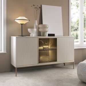 Fairmont Park Aliannys Cashmere & Gold Sideboard - 154cm Cabinet with 3 Doors, LED Lighting & Push-To-Open System Cashmere 83cm H X 154cm W X 39cm D Fairmont Park Aliannys Cashmere & Gold Sideboard - 154cm Cabinet with 3 Doors, LED Lighting & Push-To-Open System Cashmere 83cm H X 154cm W X 39cm D