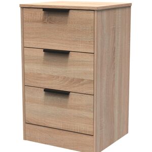 Brayden Studio Atsumi 3 Drawer Bedside Cabinet With Black Handles (Ready Assembled) Bardolino Oak 73cm H X 45cm W X 40cm D Brayden Studio Atsumi 3 Drawer Bedside Cabinet With Black Handles (Ready Assembled) Bardolino Oak 73cm H X 45cm W X 40cm D