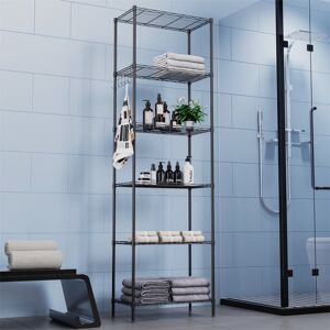 Rebrilliant Nemcova 160cm 6 Shelf Shelving Unit Black 160cm H X 54cm W X 29cm D Rebrilliant Nemcova 160cm 6 Shelf Shelving Unit Black 160cm H X 54cm W X 29cm D