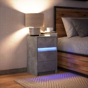 Metro Lane Bedside Cabinet With LED Lights Smoked Oak Engineered Wood Concrete Grey 61cm H X 38cm W X 34cm D Metro Lane Bedside Cabinet With LED Lights Smoked Oak Engineered Wood Concrete Grey 61cm H X 38cm W X 34cm D