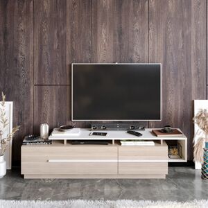 Ebern Designs Crisslyn TV Stand for TVs up to 70" White/Oak 70" Ebern Designs Crisslyn TV Stand for TVs up to 70" White/Oak 70"