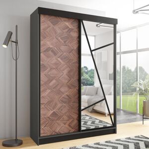 Brayden Studio Cecillia 2 Door Sliding Wardrobe Brown/Gray 205cm H x 140cm W x 60cm D Brayden Studio Cecillia 2 Door Sliding Wardrobe Brown/Gray 205cm H x 140cm W x 60cm D