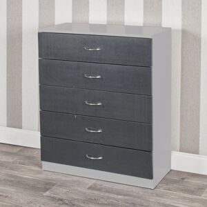 Ebern Designs Keever 5 Drawers Chest Grey/Black 90cm H X 75cm W X 34cm D Ebern Designs Keever 5 Drawers Chest Grey/Black 90cm H X 75cm W X 34cm D