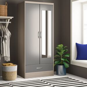 Zipcode Design Cascio 2 Door Wardrobe Grey Gloss/Light Oak Effect Veneer 182.5cm H X 78cm W X 52cm D Zipcode Design Cascio 2 Door Wardrobe Grey Gloss/Light Oak Effect Veneer 182.5cm H X 78cm W X 52cm D