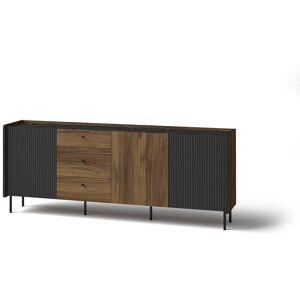 Latitude Run Alejondro 200cm Sideboard Oak Walnut;Oak Walnut;Black Matt 79cm H X 200cm W X 40cm D Latitude Run Alejondro 200cm Sideboard Oak Walnut;Oak Walnut;Black Matt 79cm H X 200cm W X 40cm D