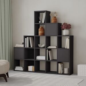 Brayden Studio Anyila Corner Bookcase with Modular Cube Design Open and Concealed Shelves Push-to-Open Doors Modern Ladder-Style Silk Black Brayden Studio Anyila Corner Bookcase with Modular Cube Design Open and Concealed Shelves Push-to-Open Doors Modern Ladder-Style Silk Black