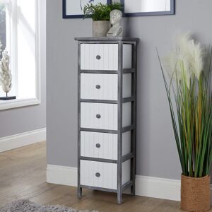 17 Stories Rilana Fully Assembled 5 Drawer Grey and White Chest Storage Unit White;Grey 93cm H X 30cm W X 25cm D 17 Stories Rilana Fully Assembled 5 Drawer Grey and White Chest Storage Unit White;Grey 93cm H X 30cm W X 25cm D