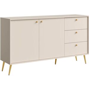 Fairmont Park Chest of drawers with golden legs and handles, 156.2cm W x 89.2cm H x 40.5cm D. Beige 89cm H X 156cm W X 40cm D Fairmont Park Chest of drawers with golden legs and handles, 156.2cm W x 89.2cm H x 40.5cm D. Beige 89cm H X 156cm W X 40cm D