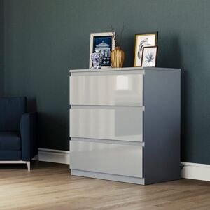 17 Stories Oslo 3 Drawer High Gloss Chest, (FSC 100%) Bedroom Home Furniture Grey 77cm H X 70cm W X 40cm D 17 Stories Oslo 3 Drawer High Gloss Chest, (FSC 100%) Bedroom Home Furniture Grey 77cm H X 70cm W X 40cm D