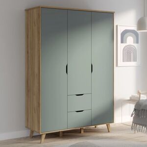 EUForte Vankka Manufactured Wood Wardrobe Sage green 139.4cm H X 201.5cm W X 52.7cm D EUForte Vankka Manufactured Wood Wardrobe Sage green 139.4cm H X 201.5cm W X 52.7cm D