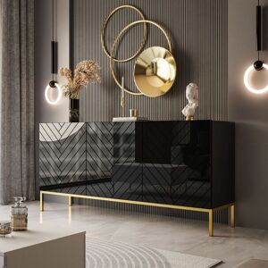 Fairmont Park Sideboard SANTILE on golden legs, high gloss Black 75.4cm H X 160cm W X 37cm D Fairmont Park Sideboard SANTILE on golden legs, high gloss Black 75.4cm H X 160cm W X 37cm D