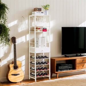 Brayden Studio 4-Tier Freestanding Wine Rack With Glass Holder White 147cm H X 40cm W X 29cm D Brayden Studio 4-Tier Freestanding Wine Rack With Glass Holder White 147cm H X 40cm W X 29cm D