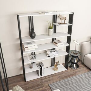 Ebern Designs Lakayla Corner Bookcase White/Black 160cm H X 120cm W X 29.6cm D Ebern Designs Lakayla Corner Bookcase White/Black 160cm H X 120cm W X 29.6cm D