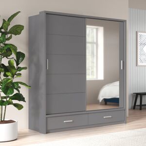 Zipcode Design Crestline 2 Door Sliding Wardrobe Grey 216cm H X 200cm W X 63cm D Zipcode Design Crestline 2 Door Sliding Wardrobe Grey 216cm H X 200cm W X 63cm D
