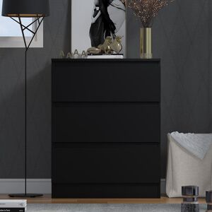 Hashtag Home Warren 3 Drawer 60cm W Chest of Drawers Black 77cm H X 60cm W X 40cm D Hashtag Home Warren 3 Drawer 60cm W Chest of Drawers Black 77cm H X 60cm W X 40cm D