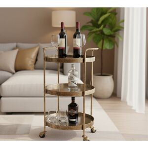 Fairmont Park Aderito Gold Rustic 3 Tier Drinks Trolley Serving Cart Brushed Gold 84cm H X 47.5cm W X 45cm D Fairmont Park Aderito Gold Rustic 3 Tier Drinks Trolley Serving Cart Brushed Gold 84cm H X 47.5cm W X 45cm D