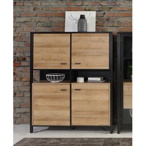 Mercury Lorrayne 4 - Door Cabinet Accent Chest Riviera Oak 152.3cm H X 121.3cm W X 40.2cm D Mercury Lorrayne 4 - Door Cabinet Accent Chest Riviera Oak 152.3cm H X 121.3cm W X 40.2cm D