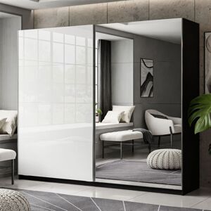 17 Stories Laleh 2 Door Sliding Wardrobe Black/White High Gloss 215cm H x 244cm W x 62cm D 17 Stories Laleh 2 Door Sliding Wardrobe Black/White High Gloss 215cm H x 244cm W x 62cm D
