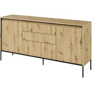 Brayden Studio Amichai 166cm Wide 3 Drawer Oak Artisan/Black 83cm H X 166cm W X 40cm D Brayden Studio Amichai 166cm Wide 3 Drawer Oak Artisan/Black 83cm H X 166cm W X 40cm D