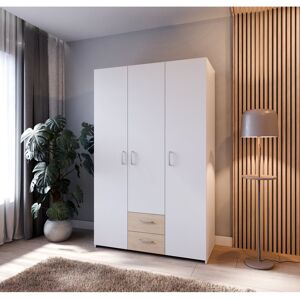 17 Stories 3 Door White Wardobe with clothes rail, 119cm W x 191cm H x 54cm D White/Natural 190.5cm H X 119.4cm W X 54.4cm D 17 Stories 3 Door White Wardobe with clothes rail, 119cm W x 191cm H x 54cm D White/Natural 190.5cm H X 119.4cm W X 54.4cm D