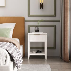 Latitude Run Abriela Solid + Manufactured Wood Bedside Table White 55cm H X 40cm W X 36cm D Latitude Run Abriela Solid + Manufactured Wood Bedside Table White 55cm H X 40cm W X 36cm D