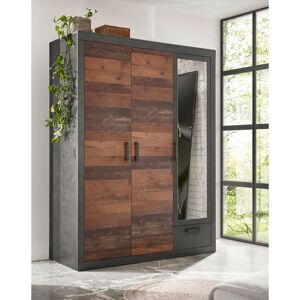 Borough Wharf Heieor 3 Door Wardrobe Brown/Anthracite 201cm H X 150cm W X 62cm D Borough Wharf Heieor 3 Door Wardrobe Brown/Anthracite 201cm H X 150cm W X 62cm D