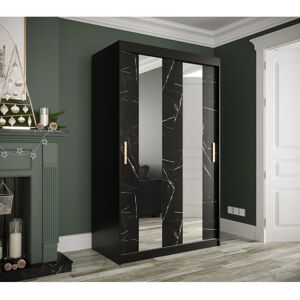 17 Stories Maike 2 Door Sliding Wardrobe Black Matt/Marble Finish 200cm H x 120cm W x 62cm D 17 Stories Maike 2 Door Sliding Wardrobe Black Matt/Marble Finish 200cm H x 120cm W x 62cm D