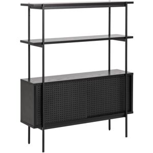Latitude Run Angus Small Bookcase with 2 Sliding Doors in Black Black 113.8cm H X 94cm W X 27cm D Latitude Run Angus Small Bookcase with 2 Sliding Doors in Black Black 113.8cm H X 94cm W X 27cm D