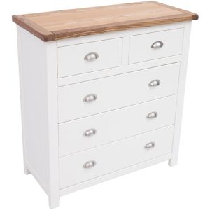 Longshore Tides Vasquez 5 Drawer 90Cm W Chest Of Drawers White/Brown/Satin Chrome 95cm H X 90cm W X 40cm D Longshore Tides Vasquez 5 Drawer 90Cm W Chest Of Drawers White/Brown/Satin Chrome 95cm H X 90cm W X 40cm D