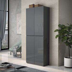 Ebern Designs Sahad 4 Door 80cm White Gloss Tall Shoe Cabinet/Storage Cupboard Anthracite Gloss 30 Ebern Designs Sahad 4 Door 80cm White Gloss Tall Shoe Cabinet/Storage Cupboard Anthracite Gloss 30