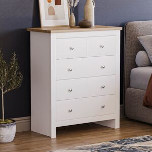 Fernleaf Morley 5 Drawer 79Cm W Chest Of Drawers White 95cm H X 79cm W X 39.5cm D Fernleaf Morley 5 Drawer 79Cm W Chest Of Drawers White 95cm H X 79cm W X 39.5cm D