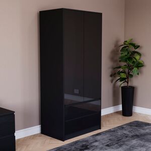 17 Stories Oslo 2 Door 2 Drawer High Gloss Wardrobe, (FSC 100%) Bedroom Home Clothing Storage Furniture Black 170cm H X 76cm W X 53cm D 17 Stories Oslo 2 Door 2 Drawer High Gloss Wardrobe, (FSC 100%) Bedroom Home Clothing Storage Furniture Black 170cm H X 76cm W X 53cm D