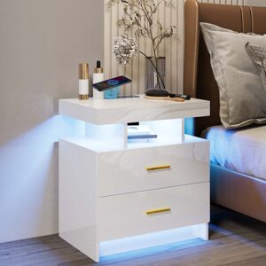 Metro Bookhart Manufactured Wood Bedside Table White/Gold 58cm H X 50cm W X 40cm D Metro Bookhart Manufactured Wood Bedside Table White/Gold 58cm H X 50cm W X 40cm D