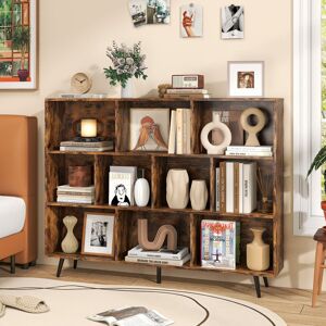 George Oliver 10-Cube Bookcase 140 CM Mid Century Modern Storage Organizer-White Brown (10 Shelves) 107cm H x 140cm W x 24cm D George Oliver 10-Cube Bookcase 140 CM Mid Century Modern Storage Organizer-White Brown (10 Shelves) 107cm H x 140cm W x 24cm D