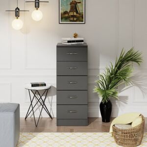 Ebern Designs Delonna Narrow Tall Chest of 5 Drawers Bedside Bedroom Hallway Storage Cabinet Furniture Grey 90cm H X 34.5cm W X 36cm D Ebern Designs Delonna Narrow Tall Chest of 5 Drawers Bedside Bedroom Hallway Storage Cabinet Furniture Grey 90cm H X 34.5cm W X 36cm D