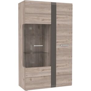 Ebern Designs Achille Display Cabinet Nelson Oak;Matt Grey 158.5cm H X 94.9cm W X 41.1cm D Ebern Designs Achille Display Cabinet Nelson Oak;Matt Grey 158.5cm H X 94.9cm W X 41.1cm D