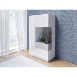 Ebern Designs Holst Highboard White Gloss / Colorado Beton 139cm H X 80cm W X 40cm D Ebern Designs Holst Highboard White Gloss / Colorado Beton 139cm H X 80cm W X 40cm D