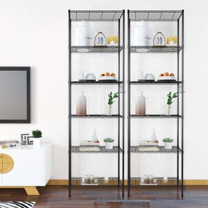 Rebrilliant Elu 54cm W Powder Coated Steel Shelving Unit (Set of 2) Black 160cm H X 54cm W X 29cm D Rebrilliant Elu 54cm W Powder Coated Steel Shelving Unit (Set of 2) Black 160cm H X 54cm W X 29cm D
