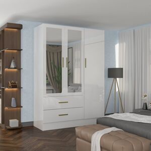 17 Stories Modern 3 Door High Gloss Hinged Wardrobe Black/Grey/White 116cm White 200cm H X 116cm W X 50cm D 17 Stories Modern 3 Door High Gloss Hinged Wardrobe Black/Grey/White 116cm White 200cm H X 116cm W X 50cm D