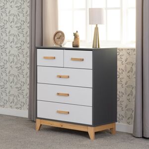 Norden Home Veronica 5 - Drawer Chest of Drawers White;Grey 92cm H X 80cm W X 40cm D Norden Home Veronica 5 - Drawer Chest of Drawers White;Grey 92cm H X 80cm W X 40cm D