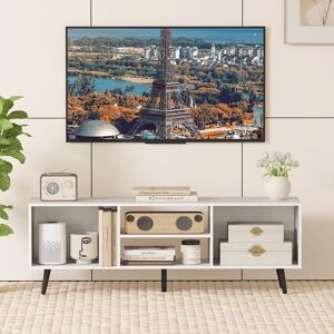 George Oliver 120Cm Entertainment Center Mid Century Modern TV Stand For 55” Tvs-White White 55" George Oliver 120Cm Entertainment Center Mid Century Modern TV Stand For 55” Tvs-White White 55"